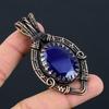 Blue Sapphire Gemstone Pure Copper Wire Wrapped Handmade Jewelry Pendant Jewelry For Special Gift