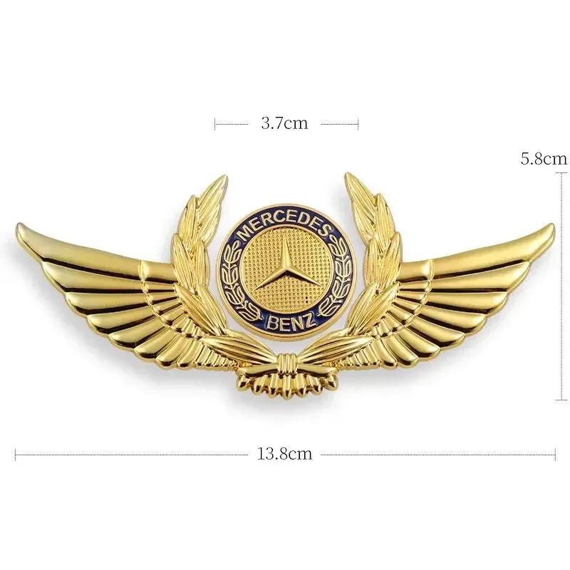 Автомобильная наклейка для эмблемы Benz с крыльями Звезда Значок на капот Золотой Передний хромированный логотип на капот автомобиля Роскошный Покрытый для капота Mercedes Benz