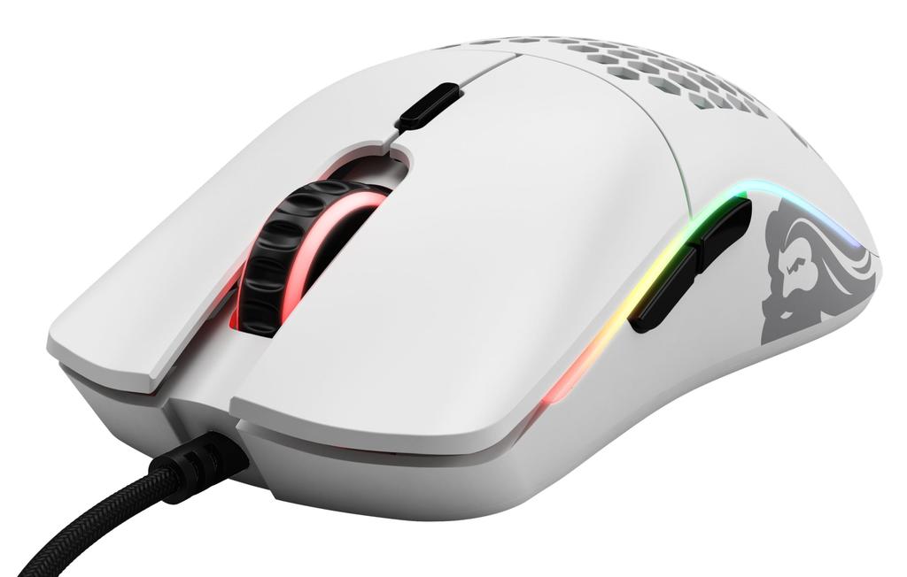 Glorious Model 0 Gaming 6 Программируемая USB Легкая Мышь, Белая, RGB, Кнопки, Проводная, (67 г)