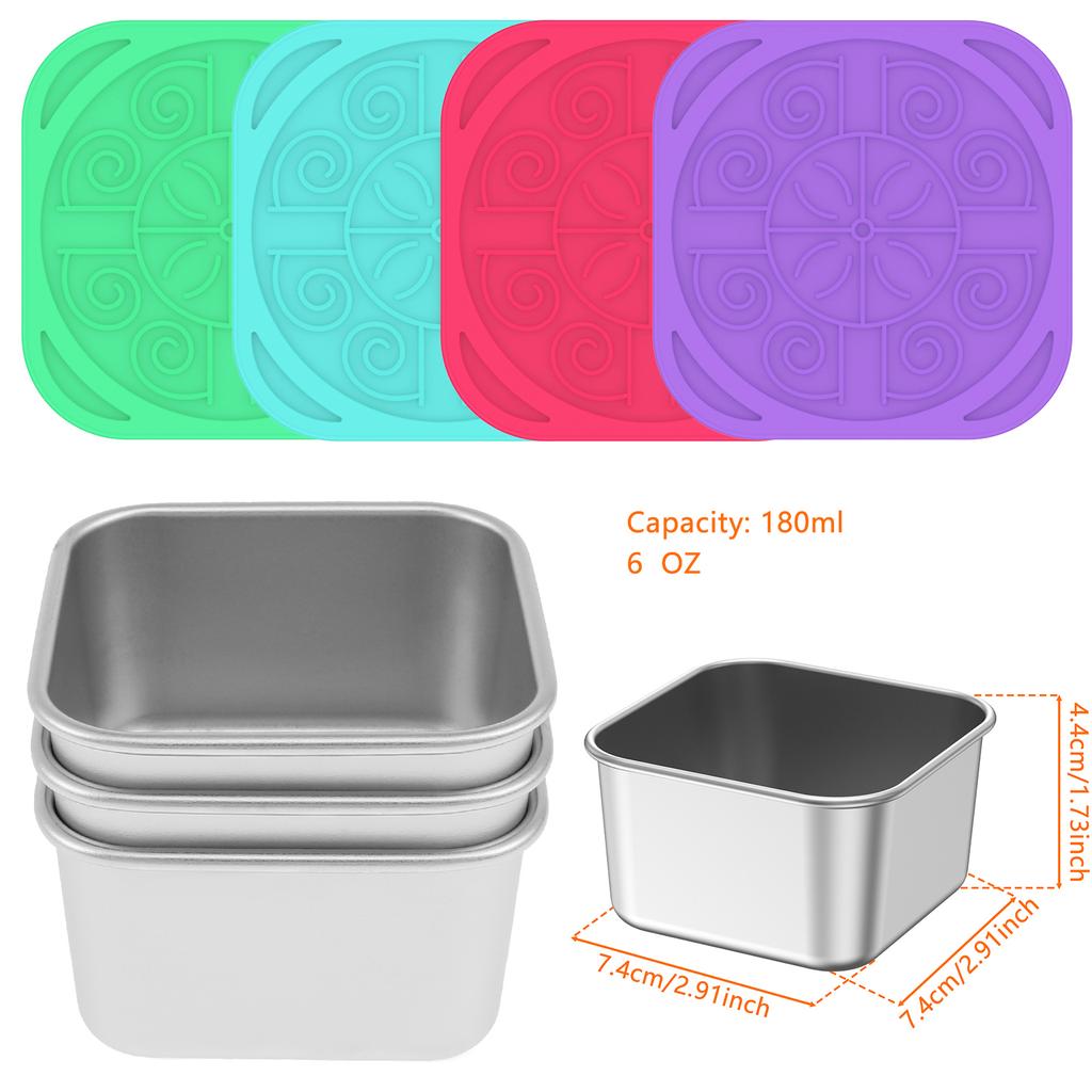 4 шт. 2/6 унций контейнер для закусок из нержавеющей стали салатница с силиконовыми крышками герметичная портативная штабелируемая заправочная коробка для хранения продуктов