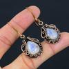 Beautiful Rainbow Moonstone Gemstone Pure Copper Wire Wrapped Handmade Earrings Gift For Her
