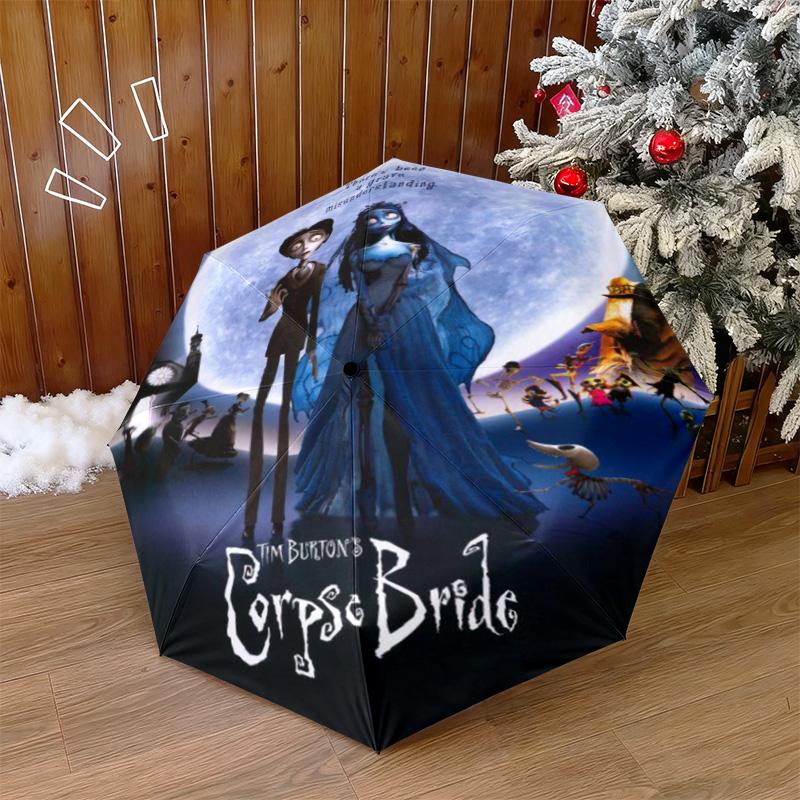 1PC Corpse Bride Moonlit Romance Automatic Umbrella - Suitable Travel Outdoor Portable Umbrella Birthday Gift Daily Essentials