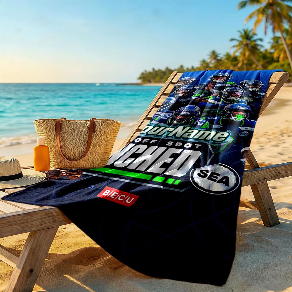 Seattle Seahawks Customize Your Name Beach Towel Soft Durable Quickdry Suitable For Sports Travel Swimming Yoga Bathroom Beach And Pool