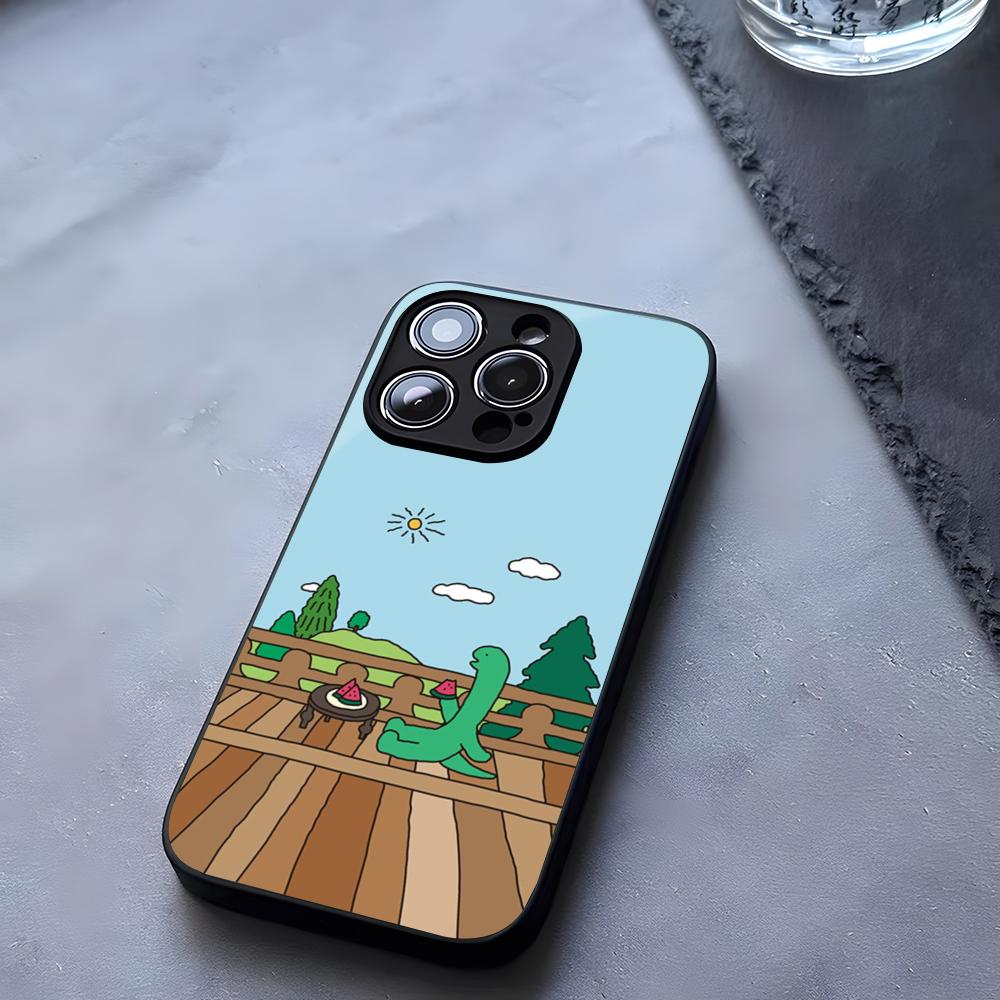 Чехол на телефон Динозавр J-Joguman S-Studio Милый Закаленное Стекло Для IPhone 17 13 14 16 12 15 11 Pro Max Plus Mini X XR SE2020 Coque
