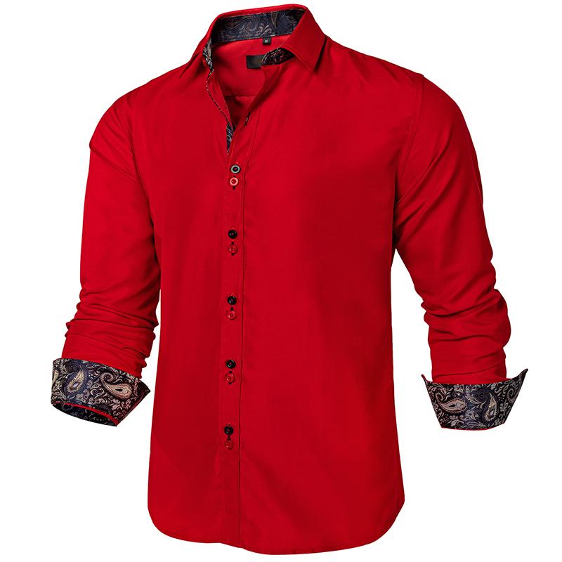 Men Shirt Solid Pink Dress Shirt Long Sleeve Slim Fit Business Camisa Masculina Casual Male Hawaiian Shirts