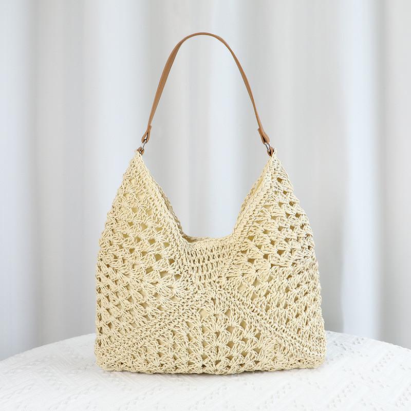Hollow Out Woven Shoulder Bag With Polyester Lining For Daily Casual Wear