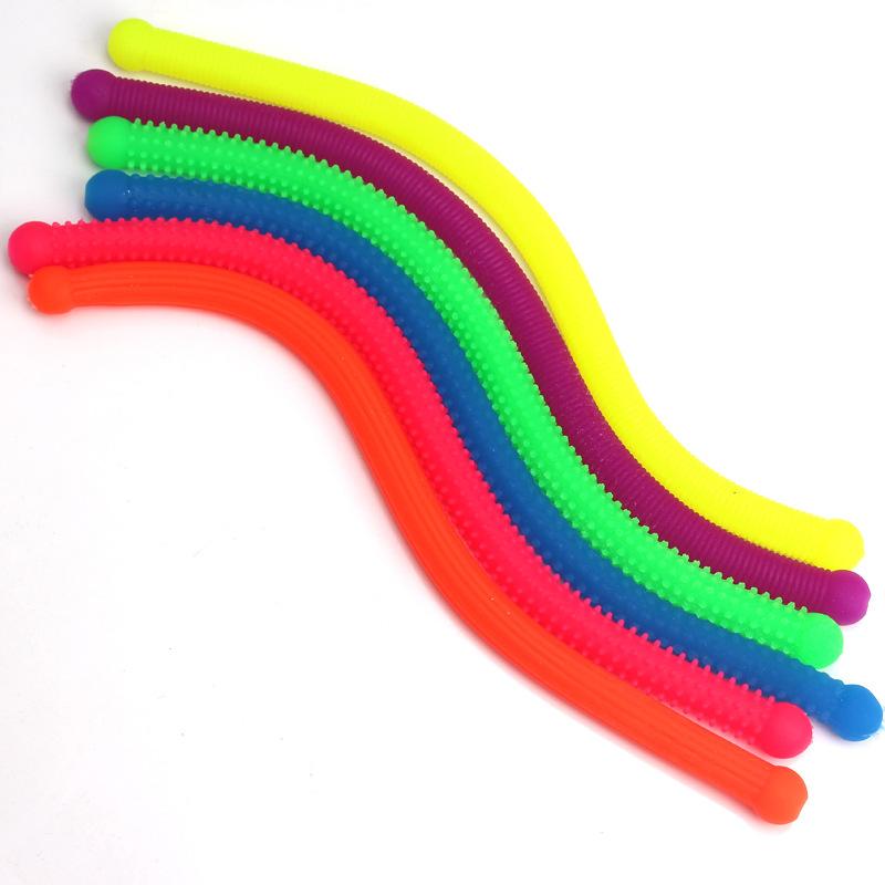 12PCS Textured Fidget Noodles Stretchy Strings Sensory Toys for Kids Stress Relief Gifts Classroom Prizes Birthday Party Favors