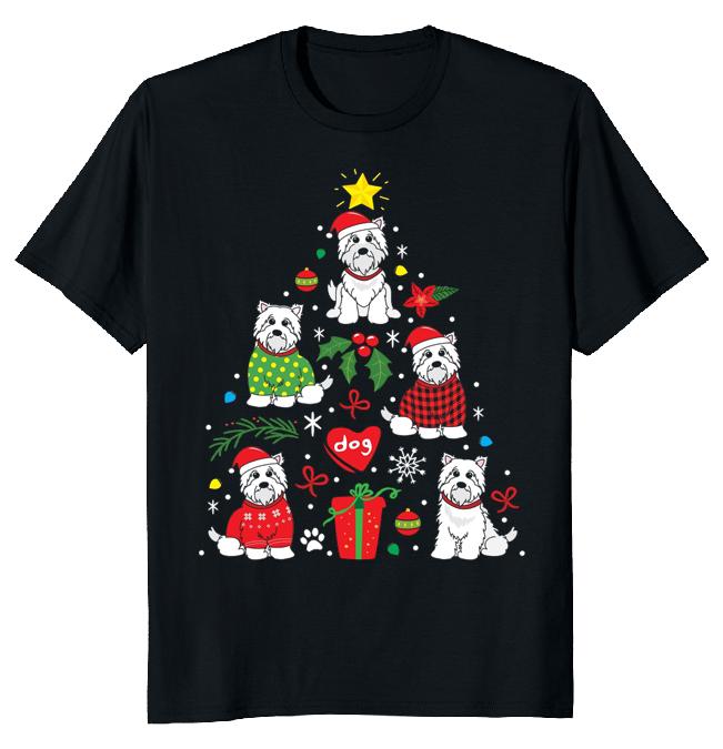Футболка унисекс Westie Dog Christmas Tree