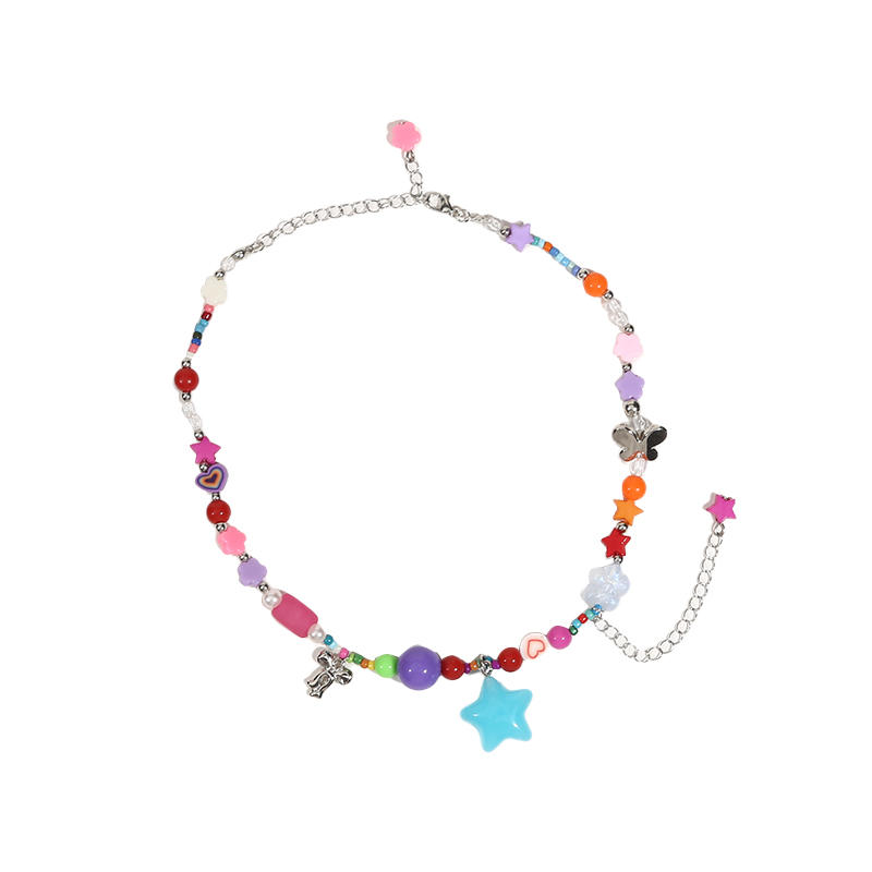 Богемные Винтажные Женские Красочные Ожерелья-Чокеры со Звездами из Бисера, Милые Эстетичные Массивные Ожерелья, Ювелирный Подарок