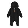Baby Jumpsuit, Long Sleeve Hooded Zip-up Solid Fall Romper Clothes for Boys Girls