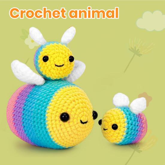 Детский набор для вязания крючком, милый пчелиный картофель, растение в горшке, пара кошек в форме, вязаная кукла, набор для вязания крючком для начинающих, принадлежности для вязания своими руками