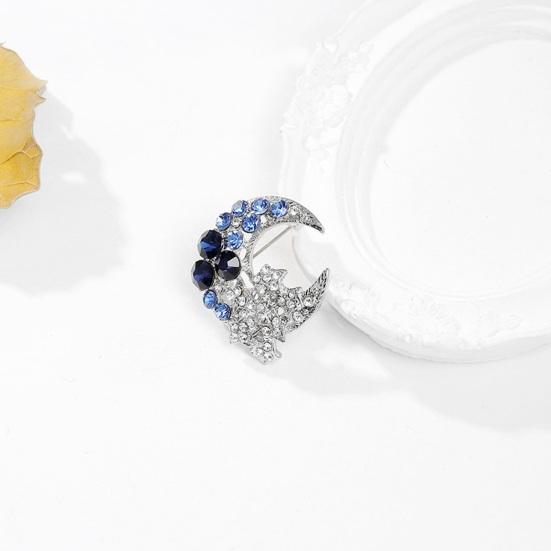 Temperament Moon Star Brooch Crescent Moon Brooch Pin Suit Pin Sparkling Half Moon Rhinestone