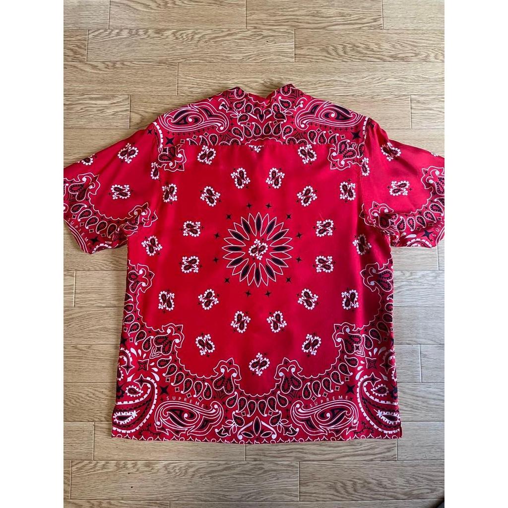 Б/у рубашка с коротким рукавом Supreme с узором bandana, красная, пейсли, стрит