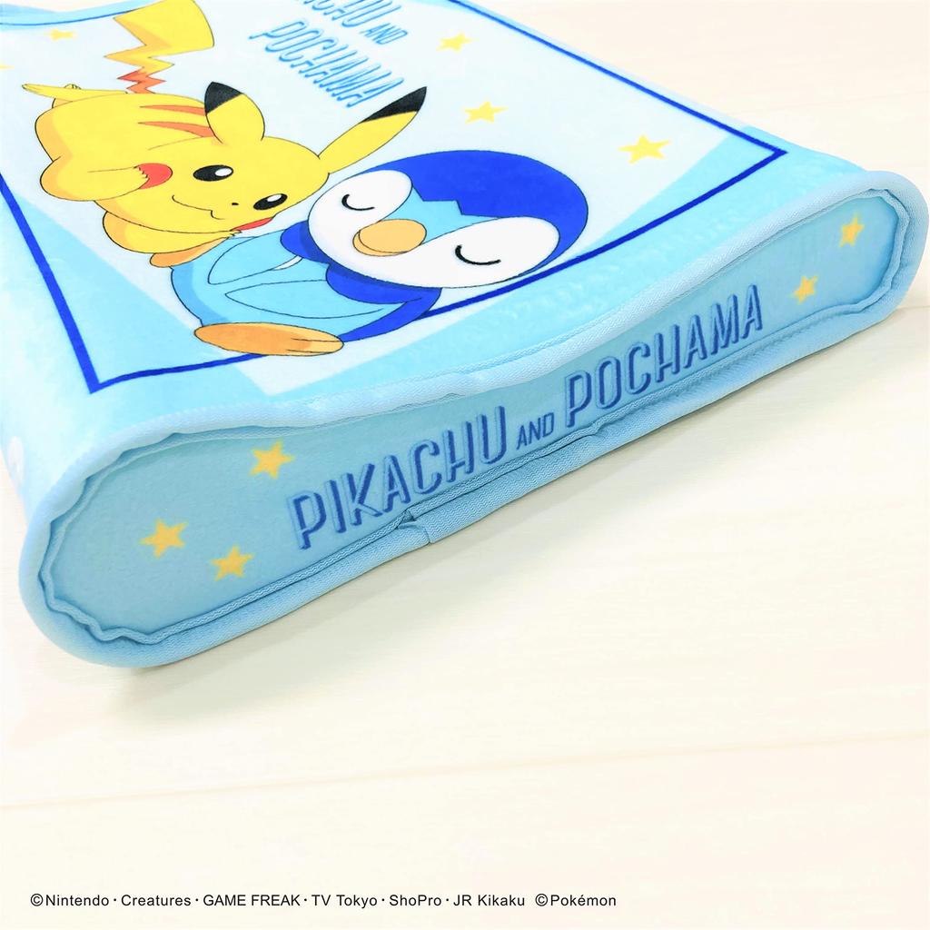 MORIPiLO Подушка Morishita из пены с эффектом памяти Pokemon Pikachu Piplup 35x25 см, низкая, моющаяся, чехол в комплекте, мягкая игрушка, подушка, товары с изображением персонажей Pokemon, синяя
