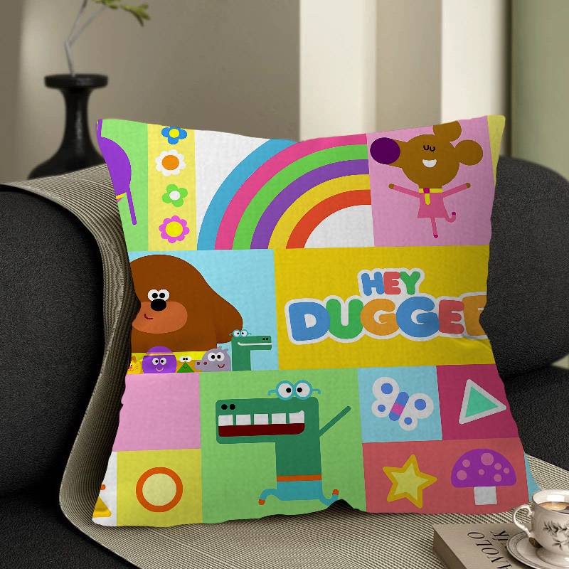 Cartoon Hey-D-Duggee Maple Design Cushion Cover Happy Autumn Harvest Decor Holiday Decorati Pillow Cover