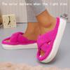 Autumn and Winter New Large Size Cross Plush Slippers Thick Bottom Home Leisure Velvet Warm