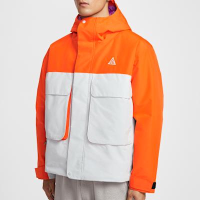Мужские пуховики Nike ACG Мужские Безопасный оранжевый/Ярко-фиолетовый/Университетский серый/Горный белый с капюшоном
