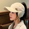 Versatile Knitted Empty Top Hat Korean Letter Plus Velvet Hat for Women's Outdoor Cycling Windproof and Warm Ear Protection Hat
