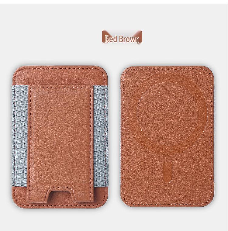 Кожаный держатель для карт, совместимый с MagSafe для iPhone 12/14 Pro, с эластичной лентой