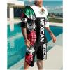 Summer Men Sets Shorts Outfits Male Clothing Street T Shirt Two Piece 3D Print Casual O-Neck Tracksuit Oversized Beach Sportwear