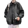 Куртка из искусственной кожи мужская свободная большого размера Fat однотонная повседневная куртка мужская
