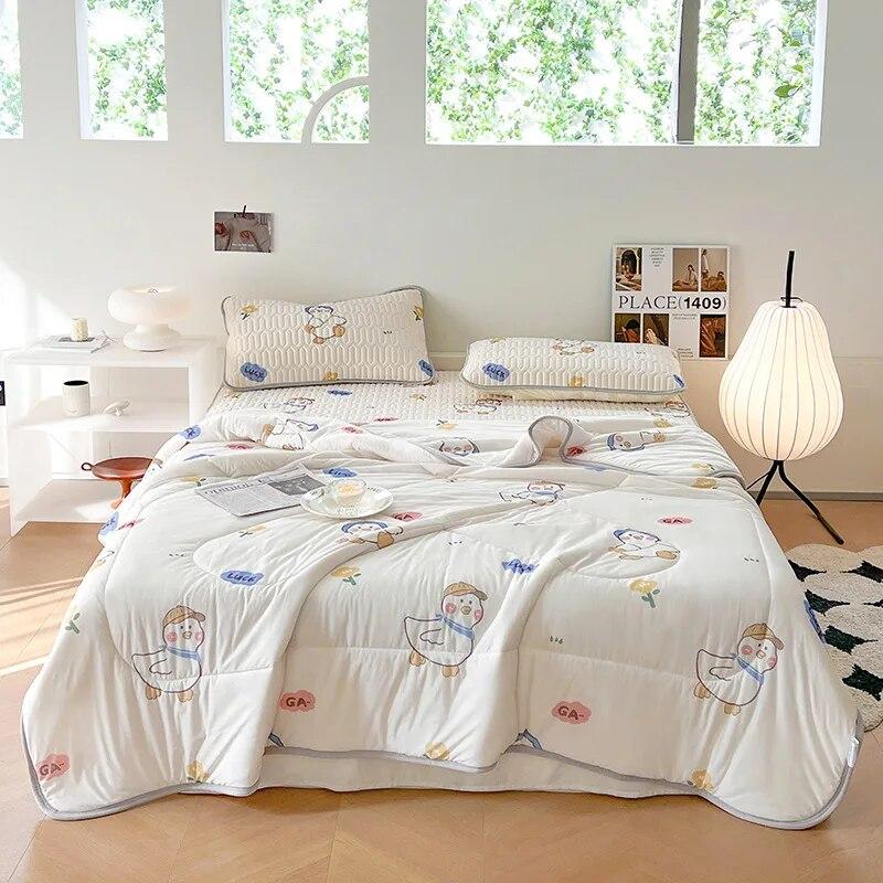 Летнее охлаждающее одеяло, комплект постельного белья, кондиционер, одеяло, латексные простыни и наволочки для односпальной двуспальной кровати