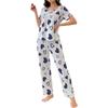 Женская одежда для сна, брюки с коротким рукавом, удобный повседневный домашний костюм с принтом сердечек, одежда для сна, подходящая для женщин для ношения на улице