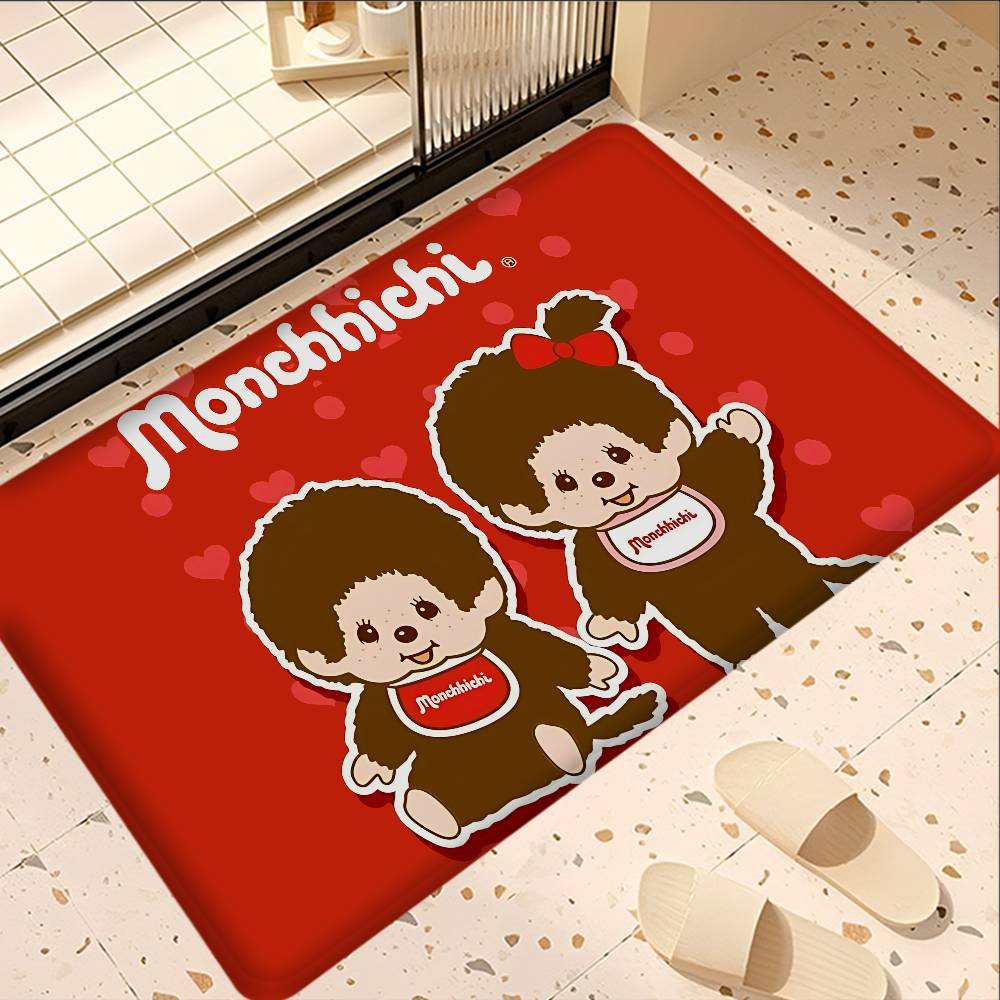 Happiness And Fortune M-MonchhichiS Floor Mat INS Style Soft Bedroom Floor House Laundry Room Mat Anti-skid Household Carpets