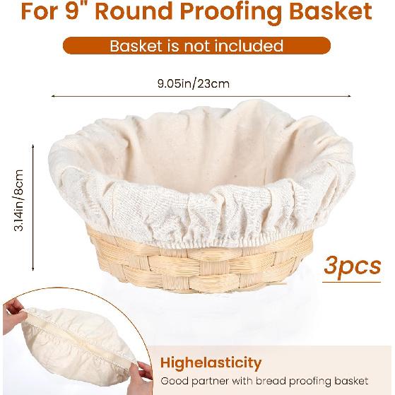 3Pcs Bowl Covers for Bread Proofing, 9 Inch Round Reble Sourdough Bowl Covers Bread Proofing Cover Basket Cloth Banneton Liner Cover for Rising,