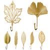Golden Metal Leaf Shape Hook Door Wall Wardrobe Clothes Bag Hanger Hanging Decor