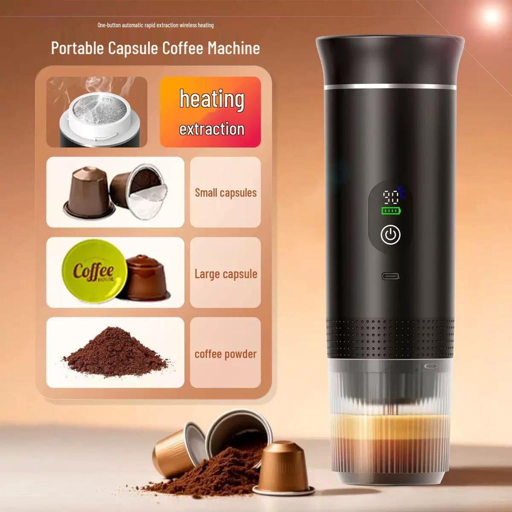 Upgraded Portable Capsule Espresso Machine - Small, Electric, Black