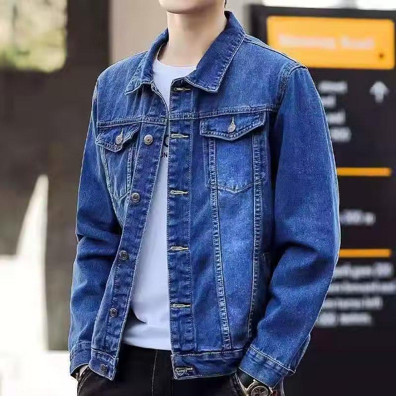 Men's Loose Fit Denim Jacket - Korean-style Spliced, Spring/Autumn Trend
