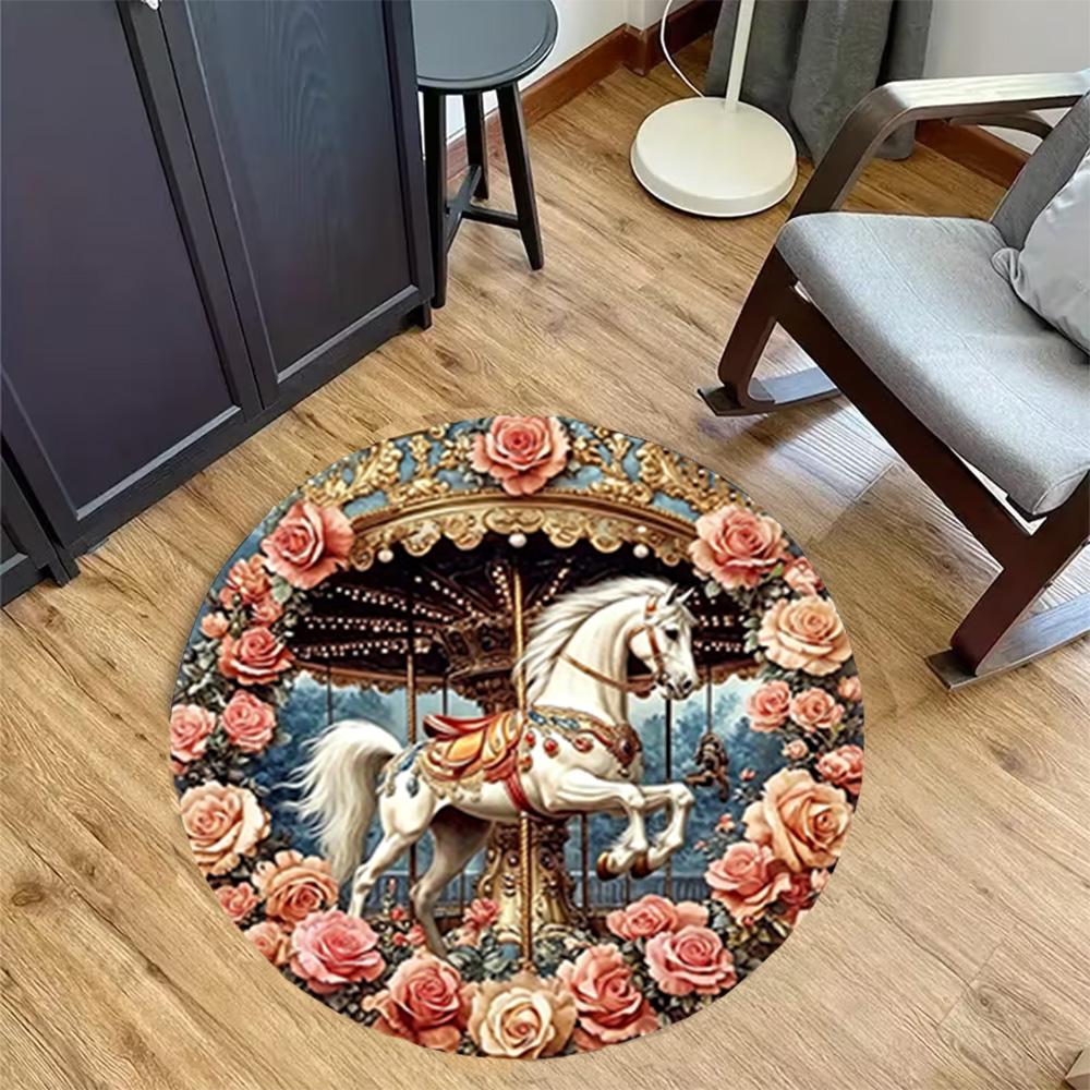 1pc home carpet carousel design for office decor gift living room bedroom non slip carpet