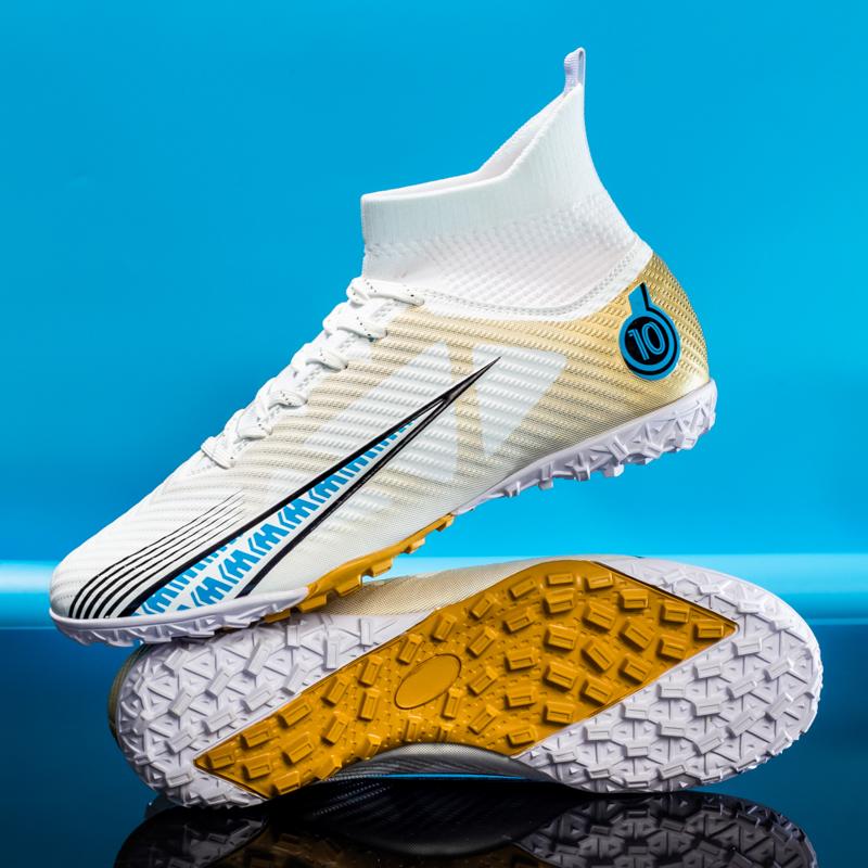 33-46 Men's Soccer Shoes Large Size High-top Football Shoes Long Nail Anti-slip TPR Artificial Lawn Children Football Boots