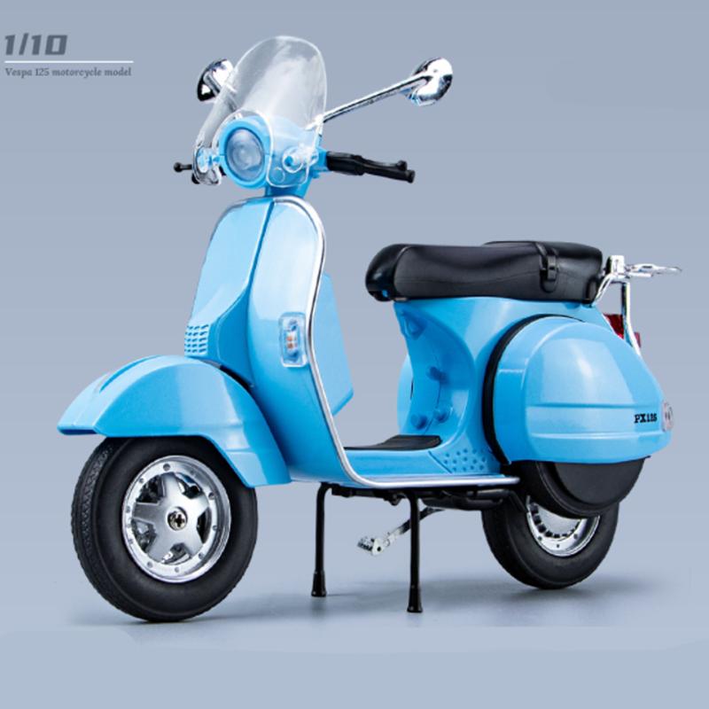 1/10 Vespa 125 Сплав Досуг Модель Мотоцикла Литые Металлические Классическая Модель Мотоцикла Симуляция Звука и Света Детские Подарки