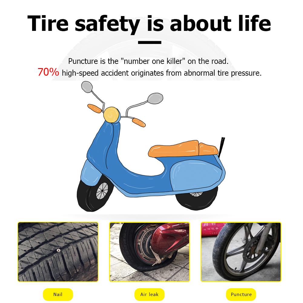 Car Tyre Pressure Alarm Monitor System TPMS 2 External Sensors LCD Display Temperature Warning Wireless Solar Motorcycle Parts