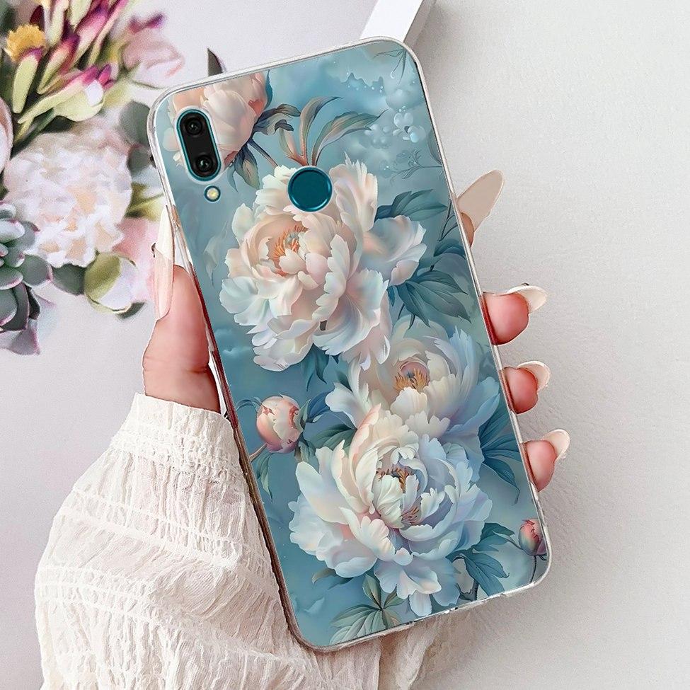 Clear For Huawei Y9 2019 Case Cover Cute Fashion Flowers Funny Cool Painted Soft Phone Case For Huawei JKM-LX1 JKM-LX2 JKM-LX3