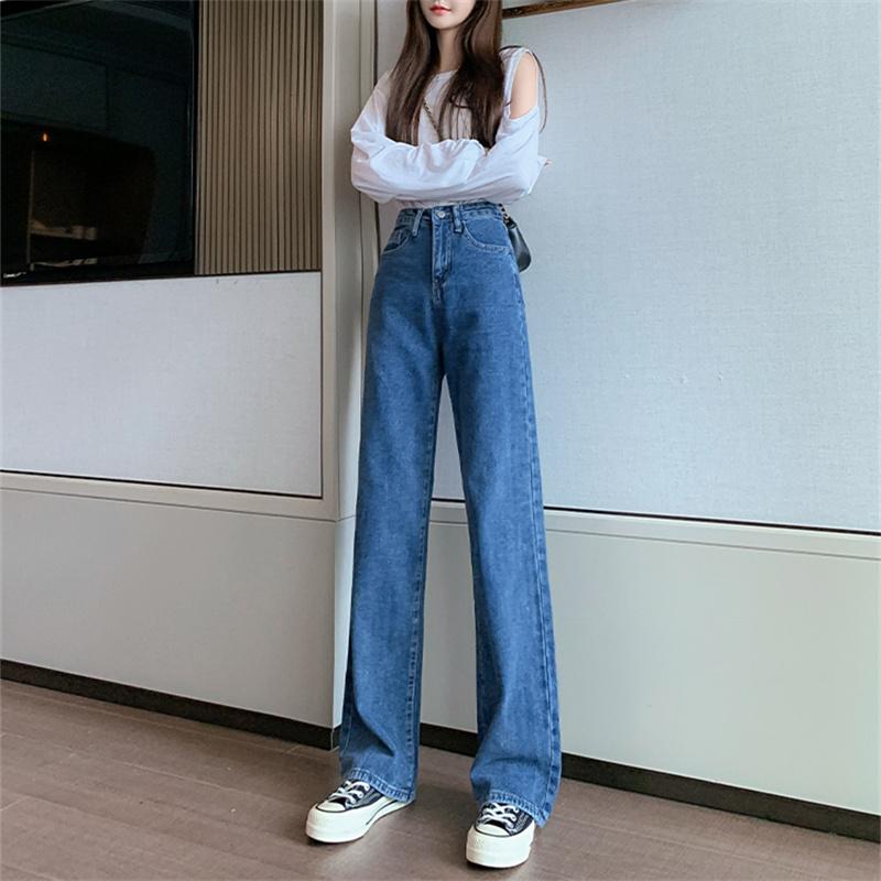 2022 Fashion Casual High Street Clothes Wide Leg Pant Women Jeans Autumn Winter High Waist Slouchy Straight Leg Denim Trouser