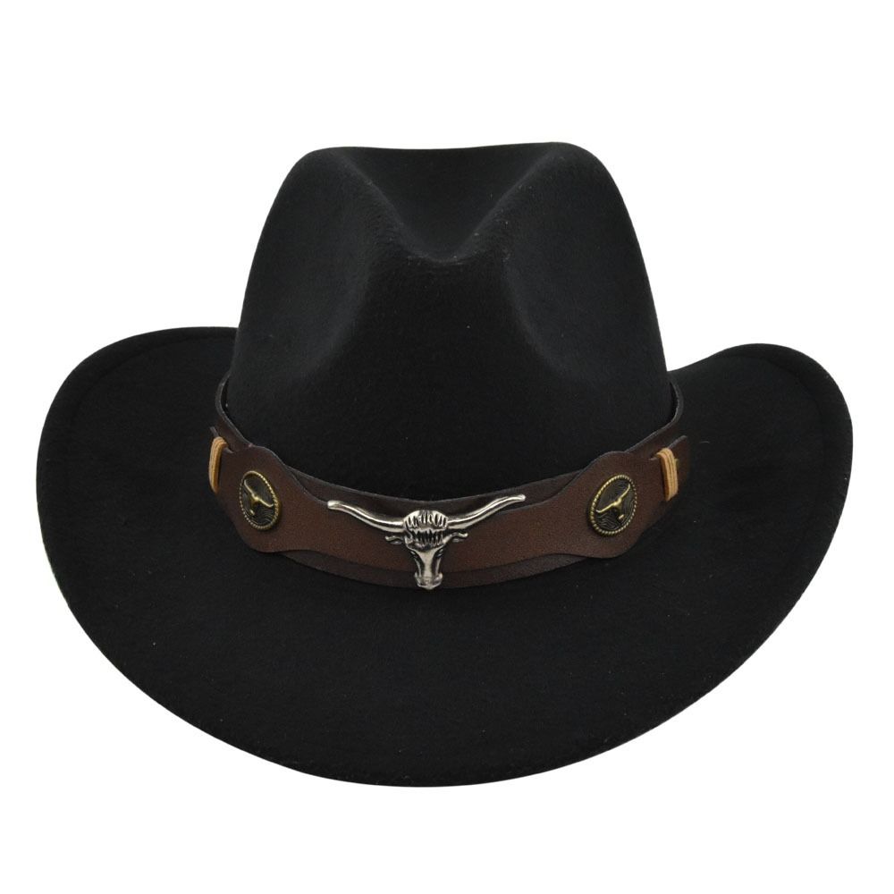 Solid Color Cowgirl Jazz Hat Woolen Party Cosplay Hat Vintage Western Cowboy Hat  Cycling Caps