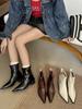 2025 New European and American Style Belt Buckle Pointed Thick Heel Thin Versatile Short Boots