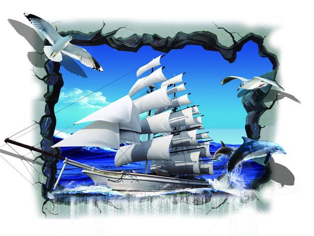 5D DIY Алмазная картина Корабль Пейзаж Комплект Полная Дрель Квадратная Вышивка Мозаика Искусство Картина Стразы Украшение Дома Подарок