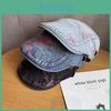 Denim Washed Retro Beret With Pattern Design For Womens Daily Casual Outing