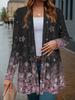 Fashion Women's Flower Long Sleeve Cardigan, Polyester Open Front, Lightweight Cover Up, Spring Autumn Casual Coats for Women