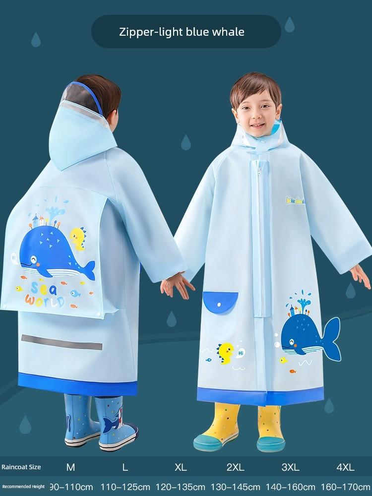 Children's Raincoat for Boys and Girls, Kindergarten and Elementary School Students, Special for School Use, Girls' Raincoat with Backpack Space