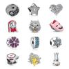 New Sterling Silver 925 European Star Flower Diy Bead Fit Fashion Charm Bracelet for Women Jewelry Making