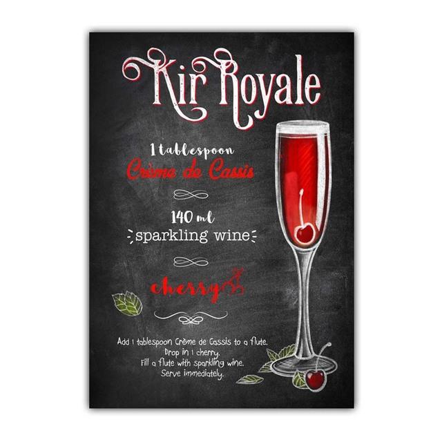 Graffiti Art High Foot Wine Glass Canvas Painting Bar Restaurant Wall Art Cocktail Menu Picture for Living Room Home Decor No Frame