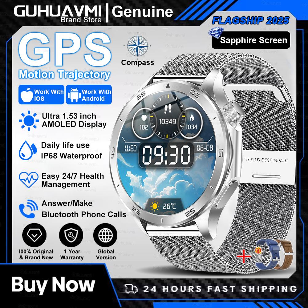 Новые умные часы X2 Модные умные часы для мужчин 1,53'' AMOLED Для улицы GPS Компас Пульсометр IP68 Водонепроницаемые Bluetooth-звонки Умные часы