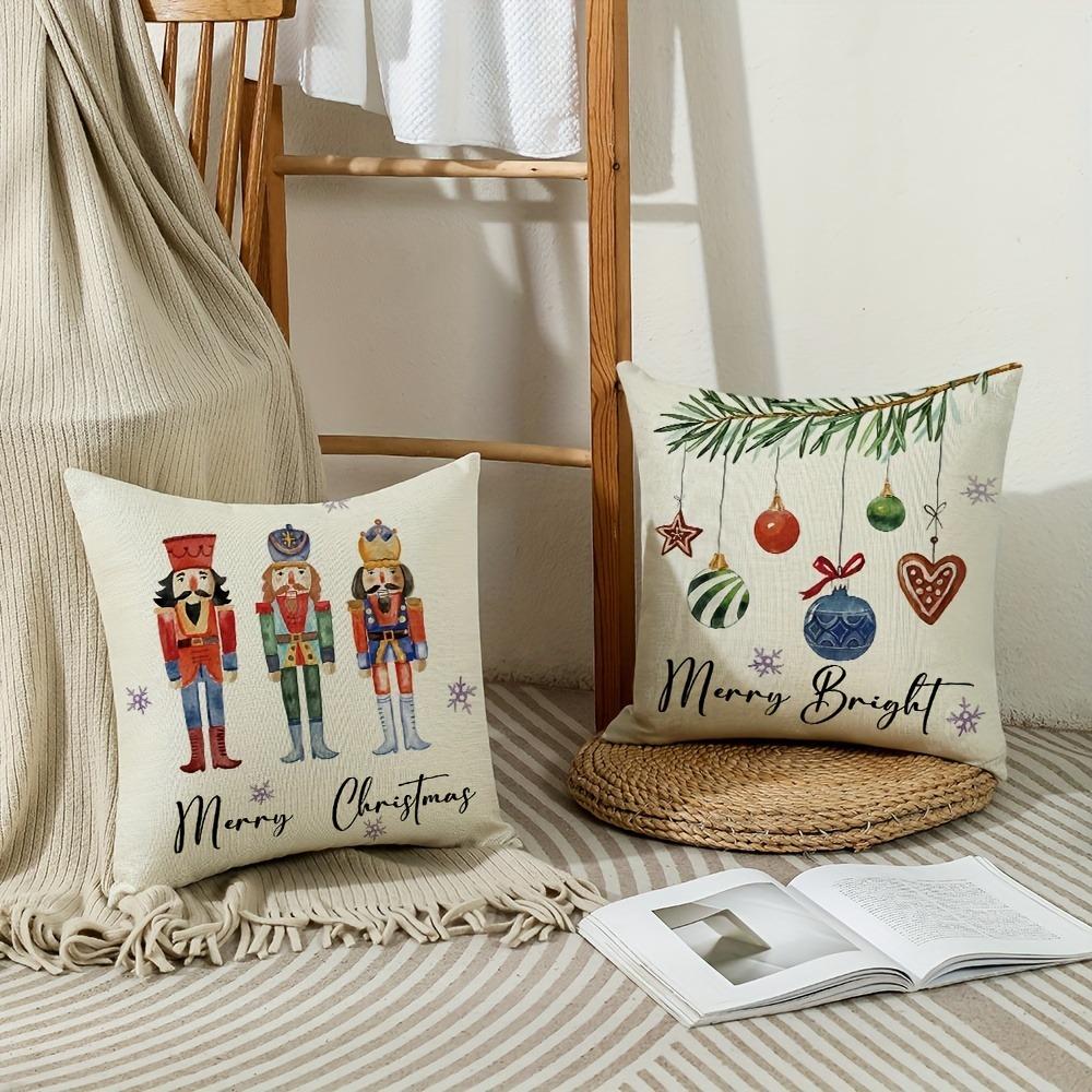 Рождественские наволочки: Щелкунчик, фа ла ла и Веселые узоры Наволочка для диванной подушки, украшение дома, новогодний подарок