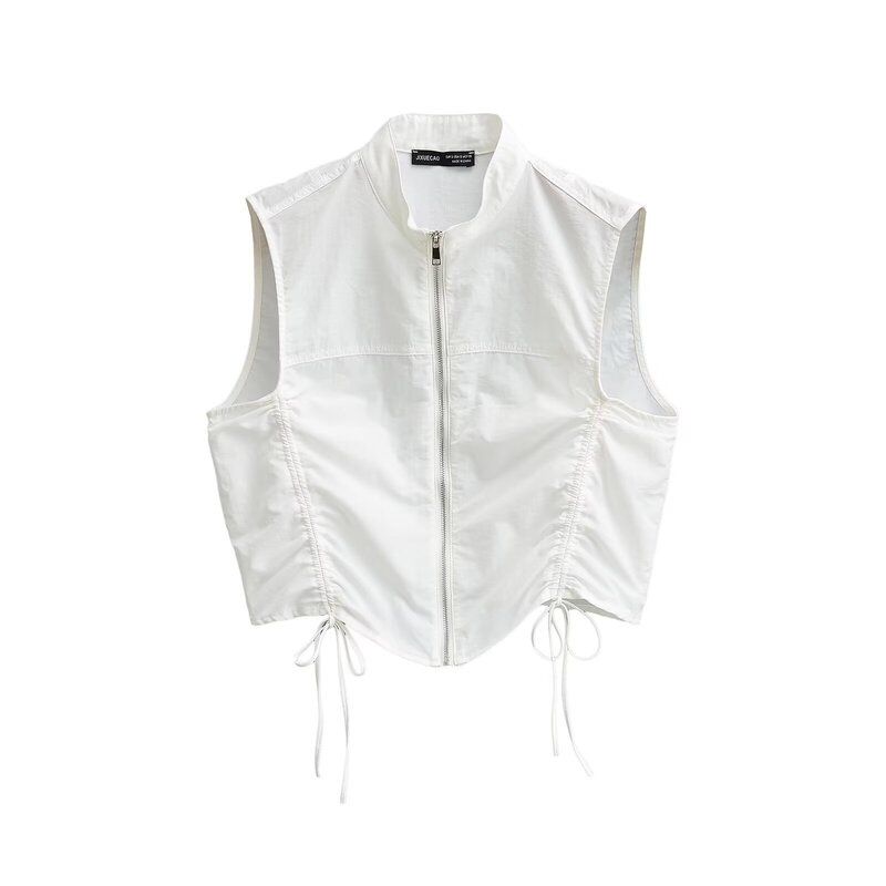 Fashion Style 2024 Spring New Women's Clothing Zipper Stand Collar Sleeveless Vest High Waist Pants 4749709