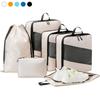 6-Piece Set Compression Feature Travel Organizer Cubes Space-Saving Organizer Suitcase Packing